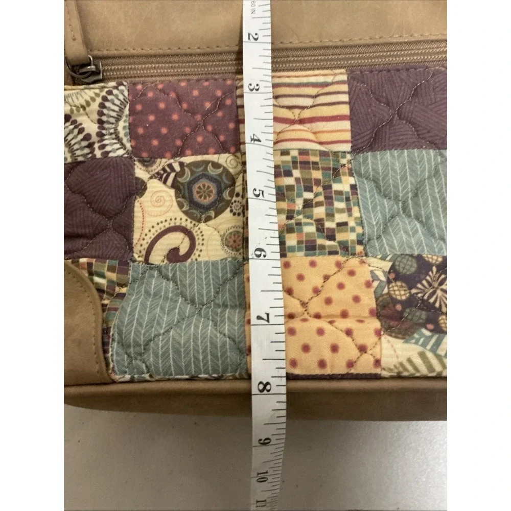 Donna Sharp Patchwork Quilted Satchel Tote Bag, Zip Closure, Lined, Pockets